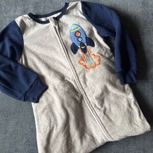 Kids Rocket Embroidered Shirt - Gray and Navy